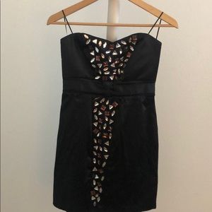 Strapless Studded Black Dress Small